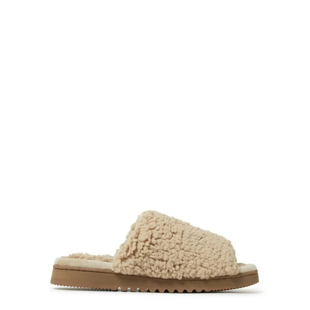 Dearfoams Cozy Comfort  Women's Teddy Slide Slippers - Walmart.com | Walmart (US)