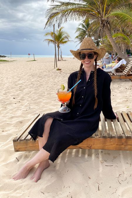 Beach outfit - this black shirt dress doubles as a cover up! 
.
Straw hat cowboy hat summer outfit spring break vacation outfit 

#LTKSeasonal #LTKfindsunder100 #LTKstyletip