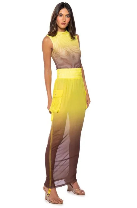 SUNSET OMBRE MESH BODYSUIT IN GREEN MULTI | AKIRA