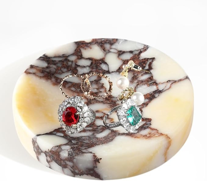 Amazon.com: Koville Marble Jewelry Dish, Small Round Trinket Dish for Ring Necklace Earring, 4" D... | Amazon (US)