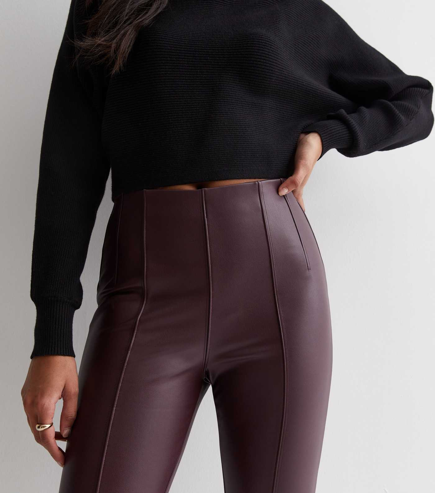 Burgundy Leather-Look High Waist Leggings
						
						Add to Saved Items
						Remove from Saved... | New Look (UK)