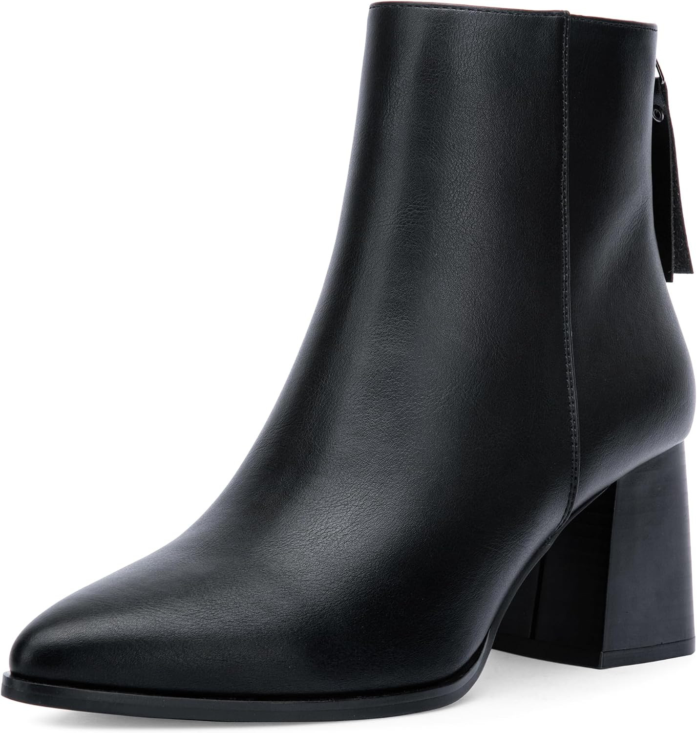 Women's Pointed Toe Ankle Chunky Block High Heel Boots Back Zipper | Amazon (US)