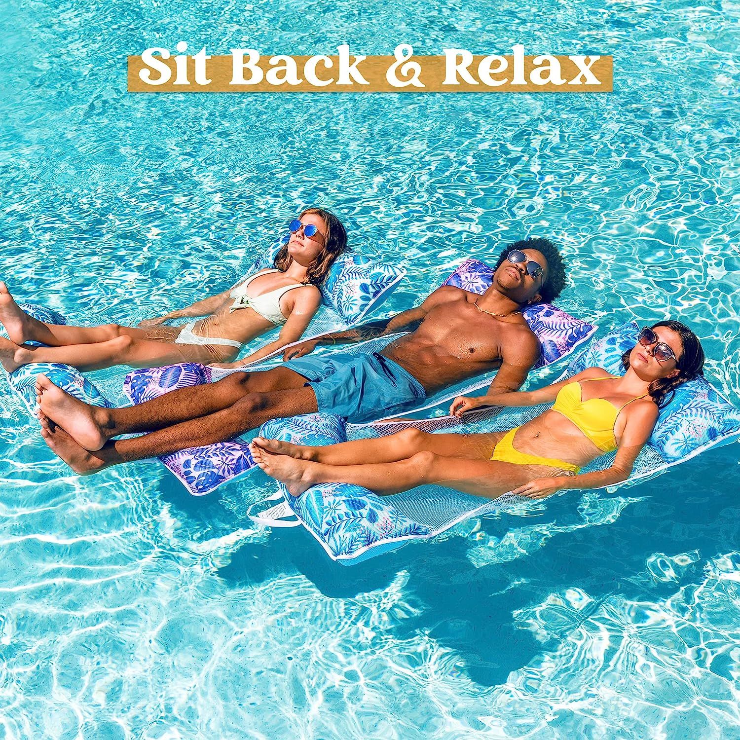 Sloosh 3 Pack Inflatable Pool Float Hammock, Water Hammock Lounges, Multi-Purpose Swimming Pool Acce | Amazon (US)