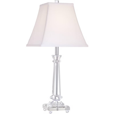 Vienna Full Spectrum Modern Table Lamp with Dimmer 25" High Crystal Glass White Square Bell Shade for Bedroom Living Family Room | Target