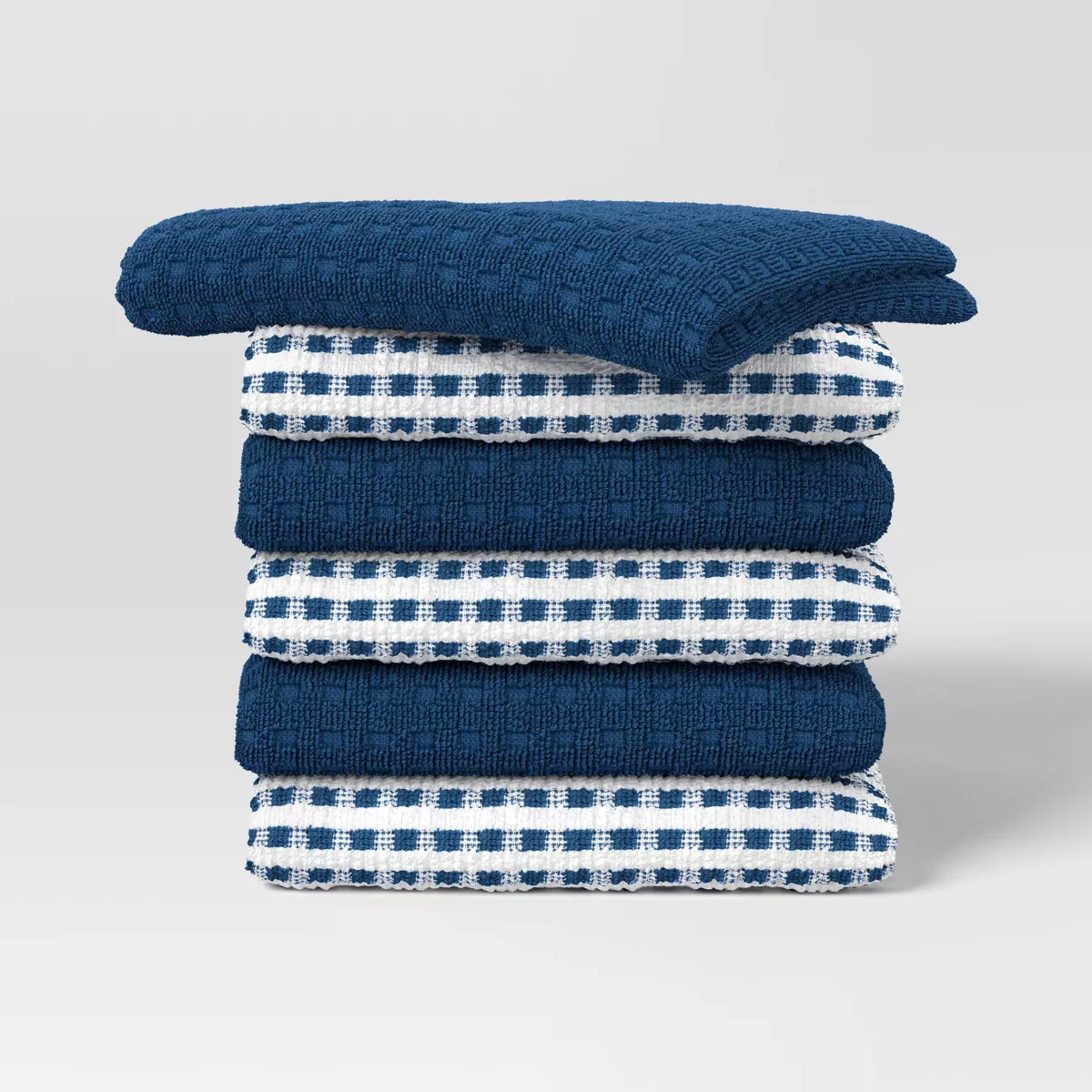 6pc Terry Kitchen Towels Dark Blue - Room Essentials™: Cotton Gingham Check, Machine Wash, Dish... | Target