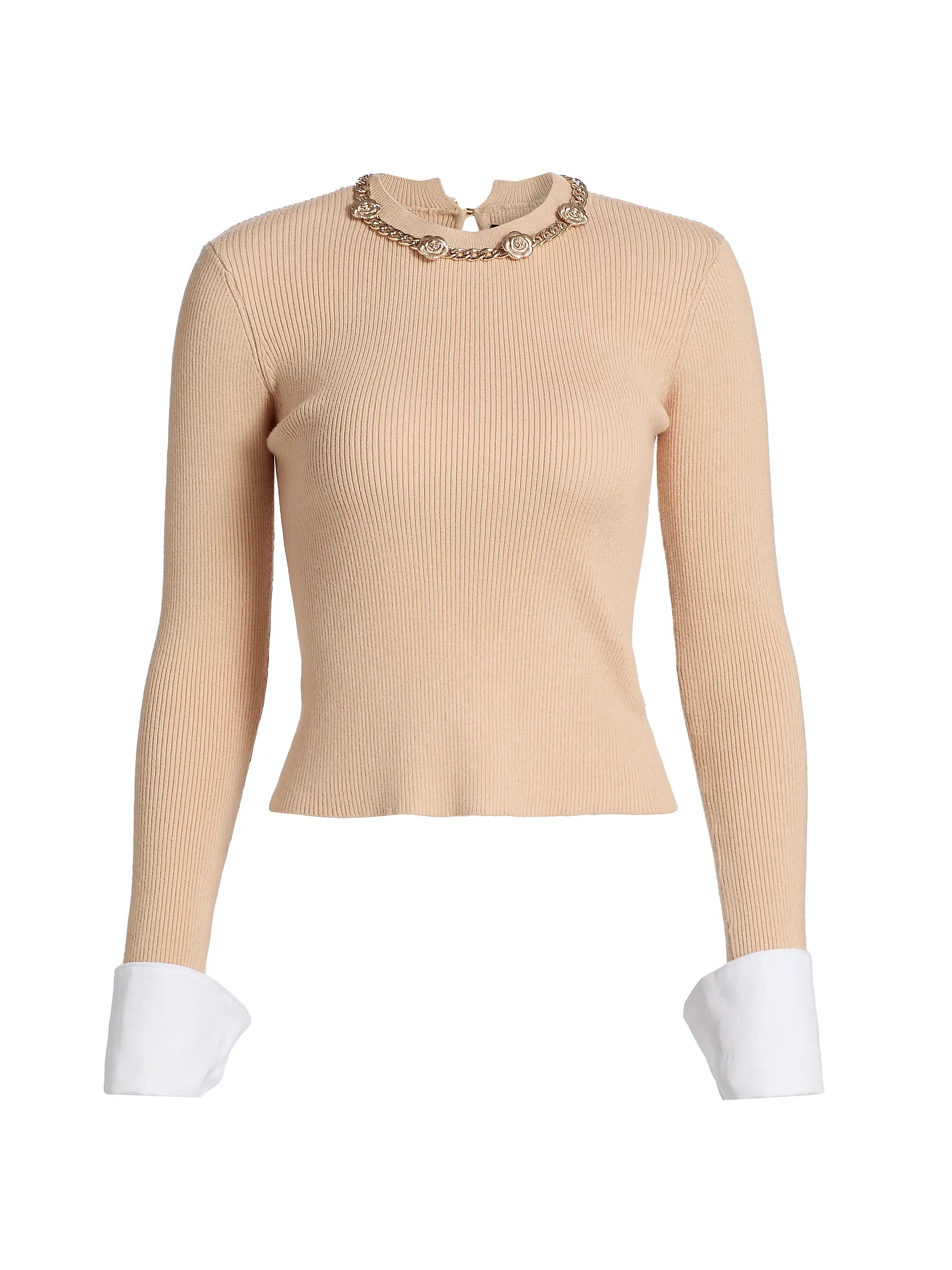 Generation Love Lieber Contrast-Cuff Ribbed Sweater | Saks Fifth Avenue | Saks Fifth Avenue