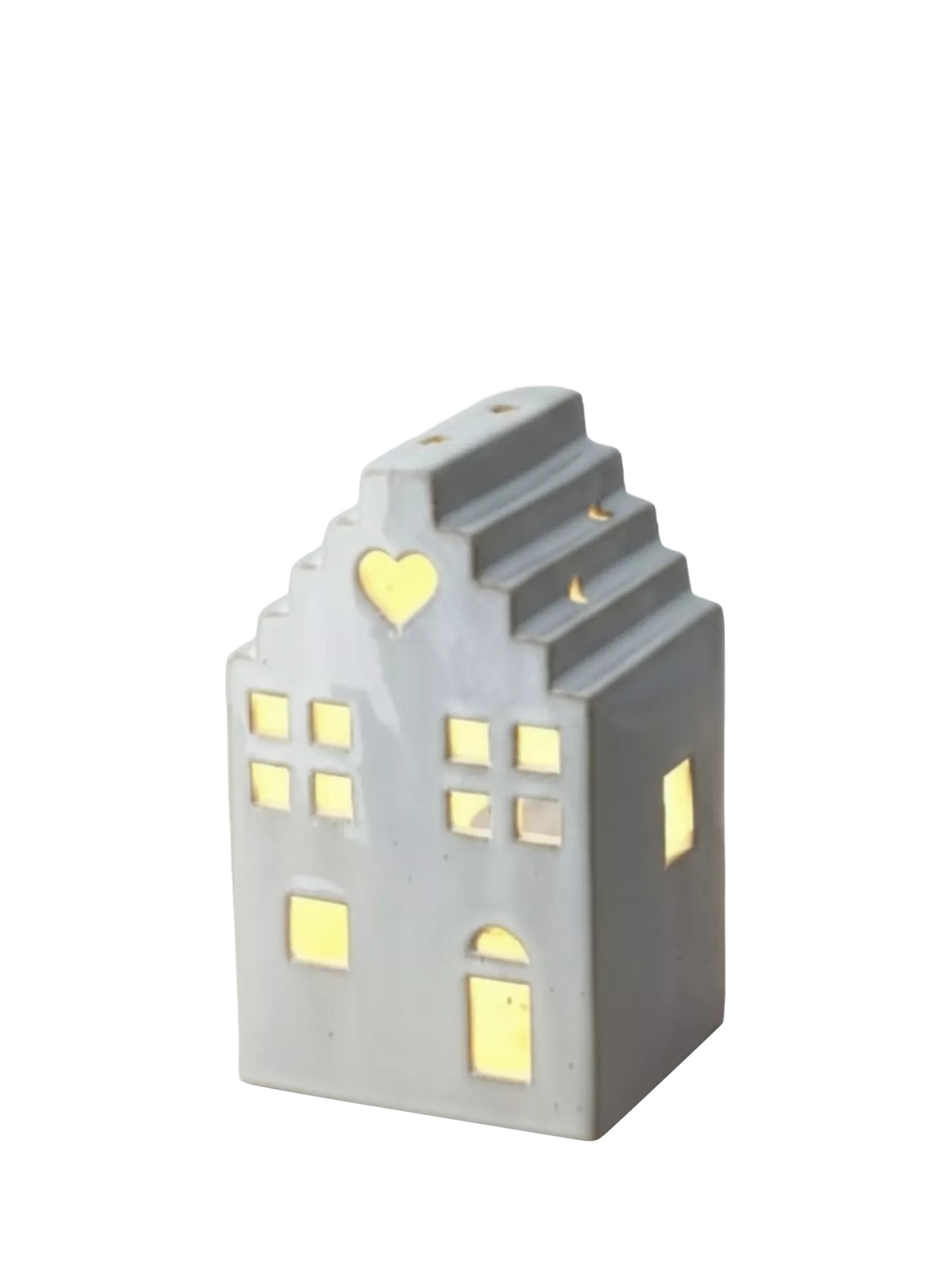 Truly Ceramic House Tealight Holder, Grey, H17cm | John Lewis (UK)