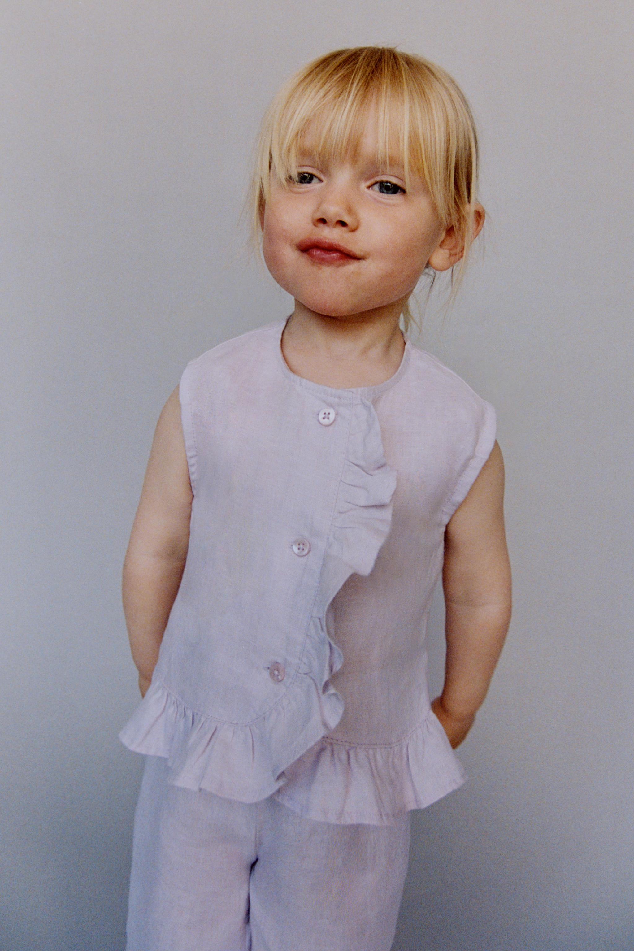 100% LINEN RUFFLE BLOUSE | Zara US