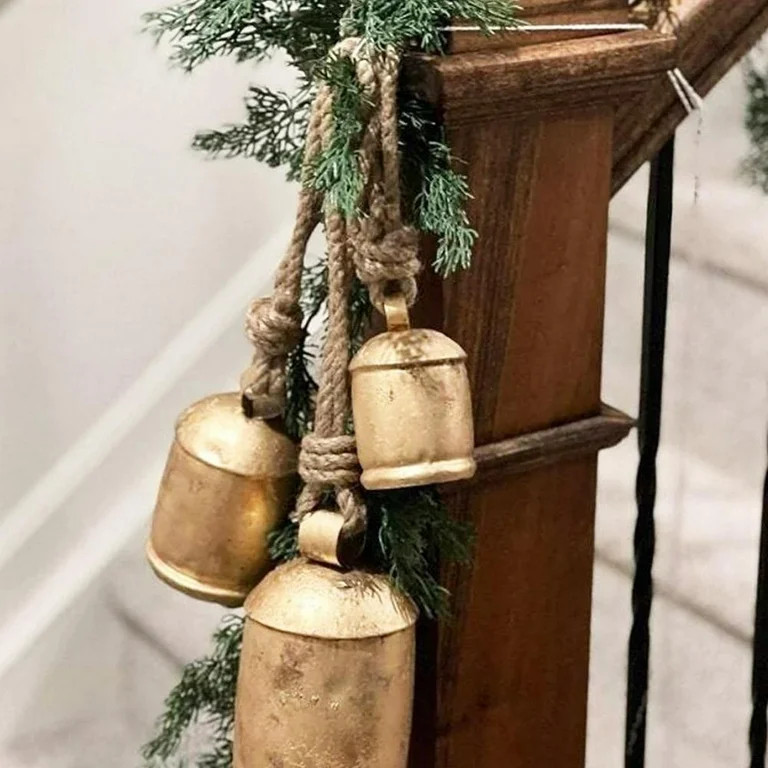 Christmas Bell Decoration Clearance Set Of 3 Christmas Bell Brass Cow Shabby Style Rustic Metal H... | Walmart (US)