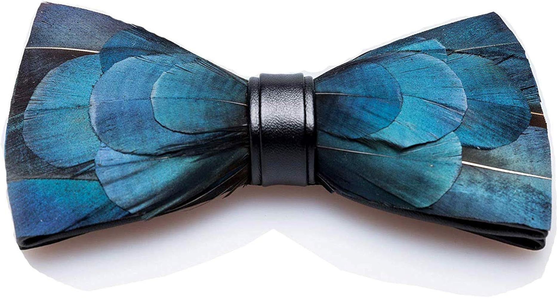 Feather Bow Tie Peacock Pre-tied Bow tie Brooch Sets Tuxedo Banquet Necktie | Amazon (US)
