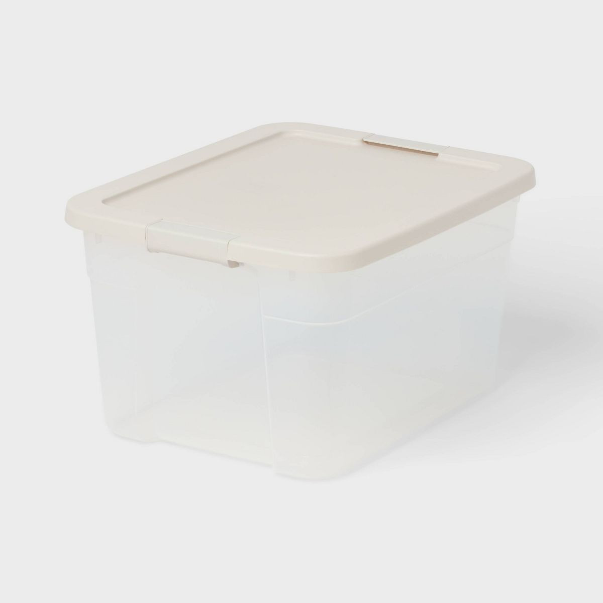66qt Latching Storage Box Creamy Chai Lid and Latch Clear - Brightroom™ | Target