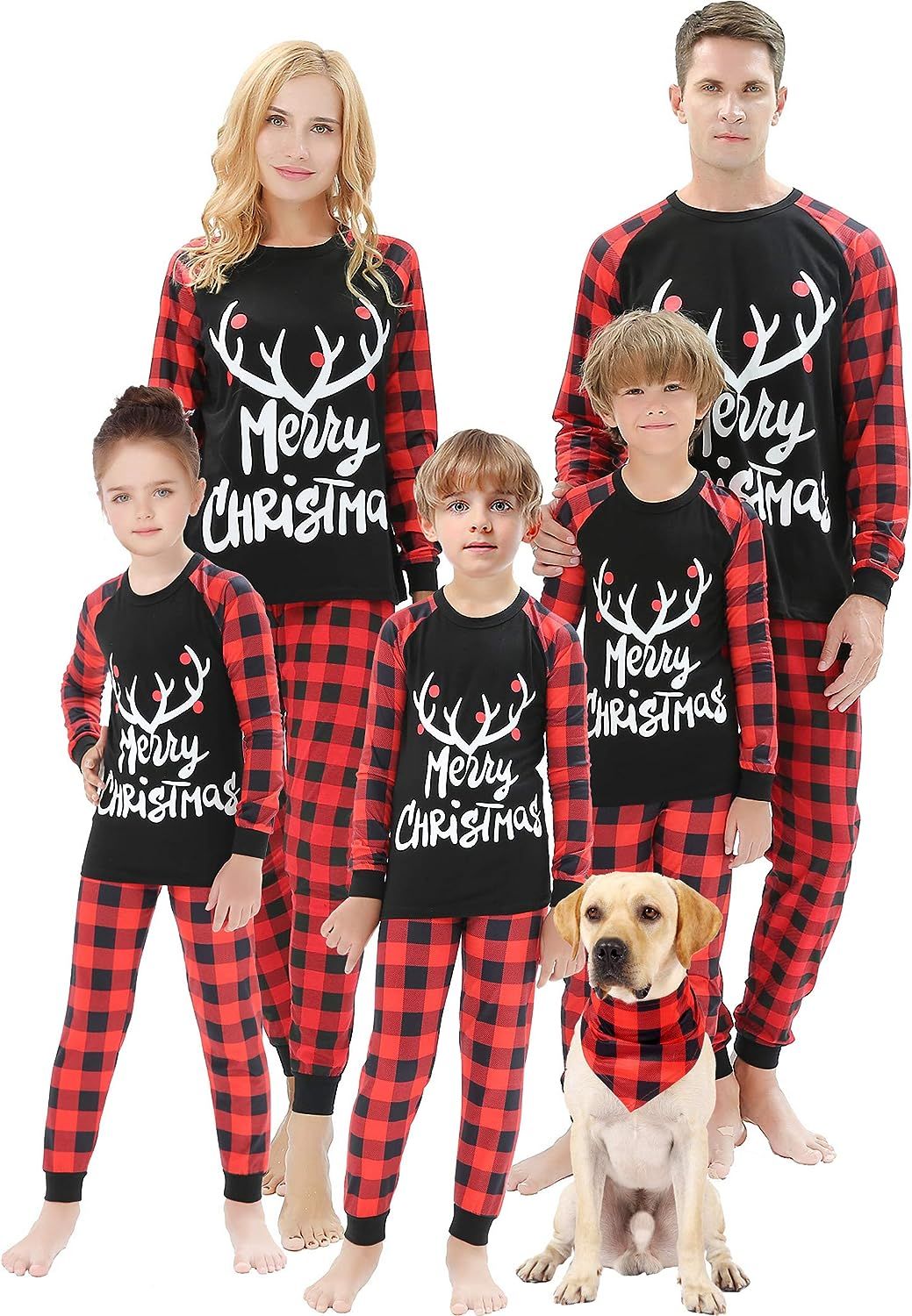 Matching Family Christmas Pajamas Women Men Plaid Deer Sleepwear Boys Girls Elk Clothes Pjs | Amazon (US)