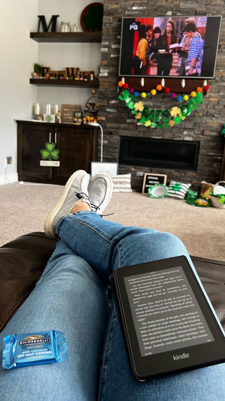 Afternoons with chocolate, a book, and my kids watching Saved by the Bell! It’s over 70° today, so Hey Dudes are the perfect footwear choice! I size a half size down to 8 in these!

#LTKunder50 #LTKshoecrush #LTKSeasonal