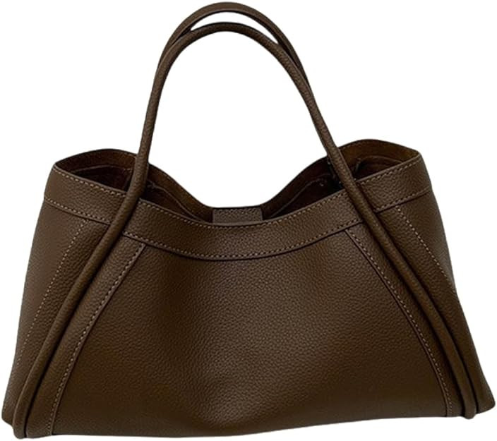 Pure leather women's casual large capacity handbag, multifunctional New York bag | Amazon (US)