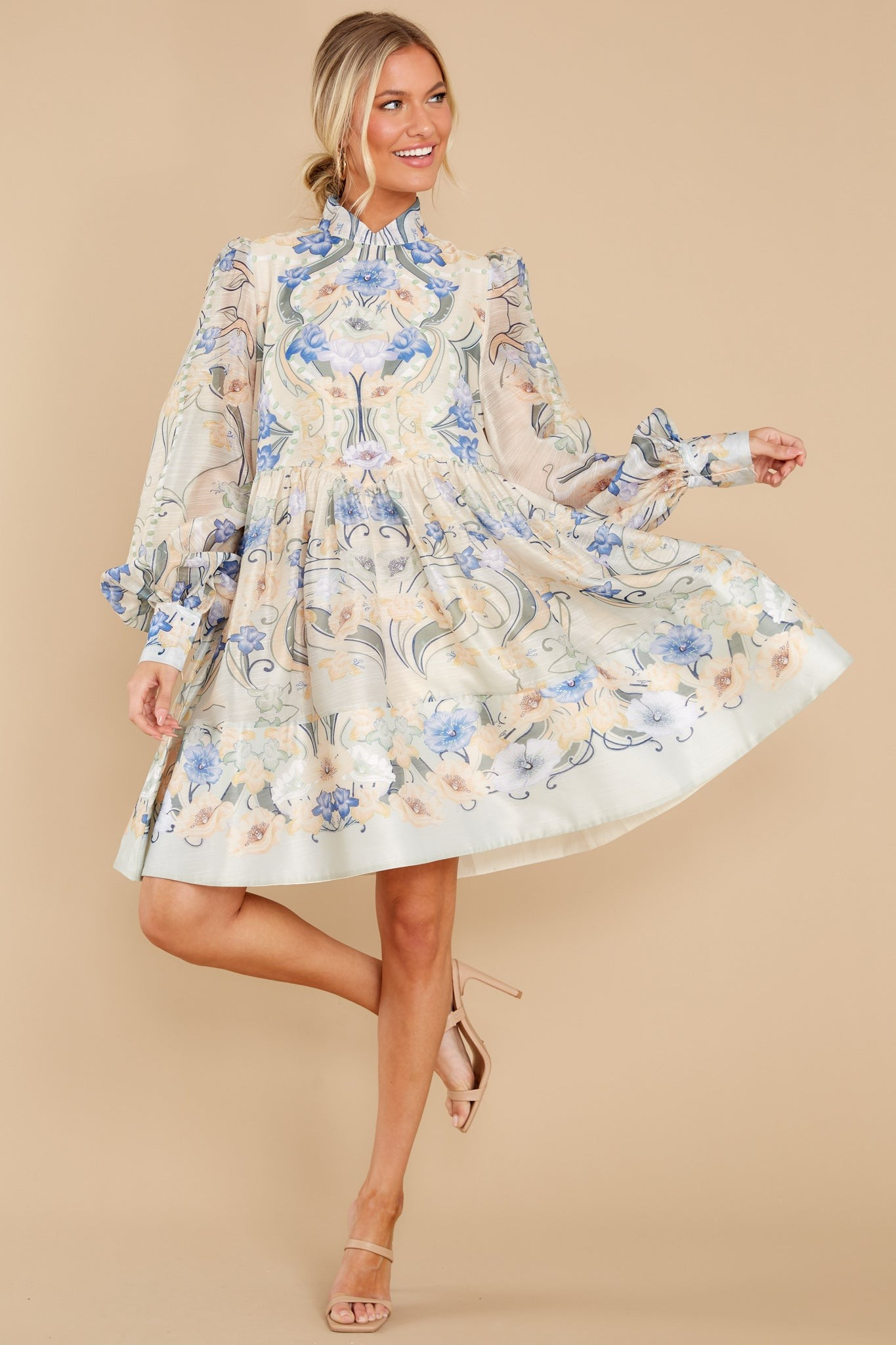 Heavenly Gleam Light Yellow Multi Floral Print Dress | Red Dress 