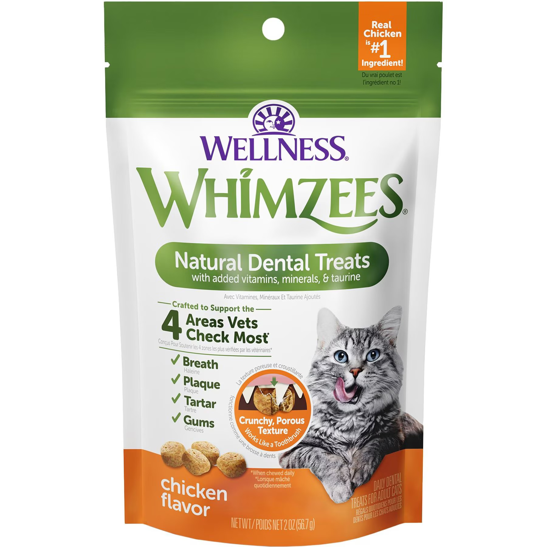 WHIMZEES by Wellness Natural Chicken Dental Cat Treats, 2-oz bag | Chewy