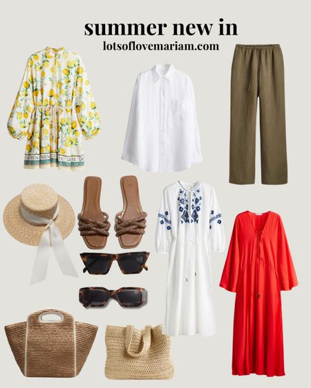 H&M new in 😍 kaftan. Sandals. Straw bag, oversized white linen shirt, maxi dress, sunglasses, straw hat, linen trousers 

#LTKeurope #LTKsummer #LTKmodest