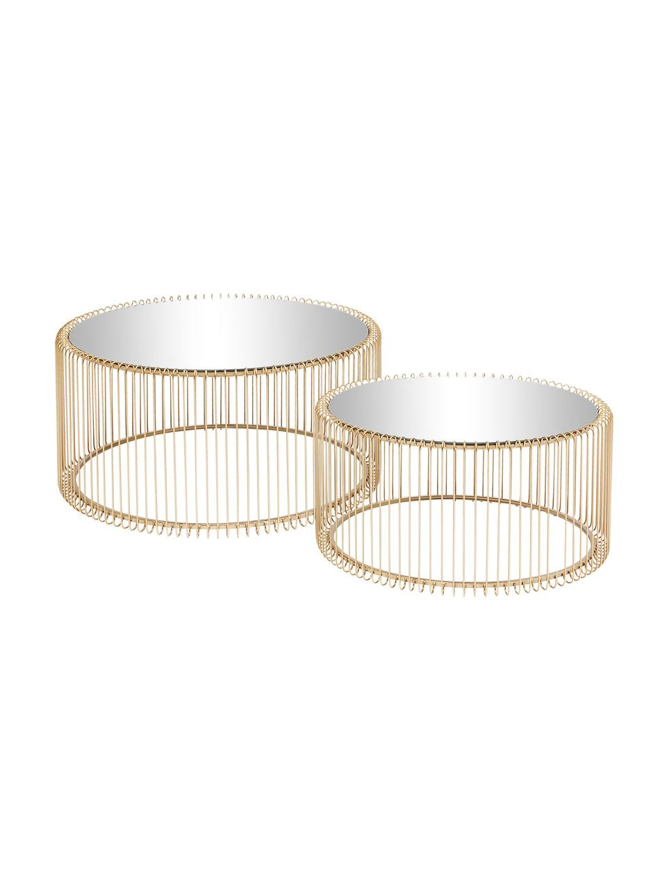 Couchtisch-Set Wire in Goldfarben mit Glasplatte, 2-tlg. | WestwingNow EU