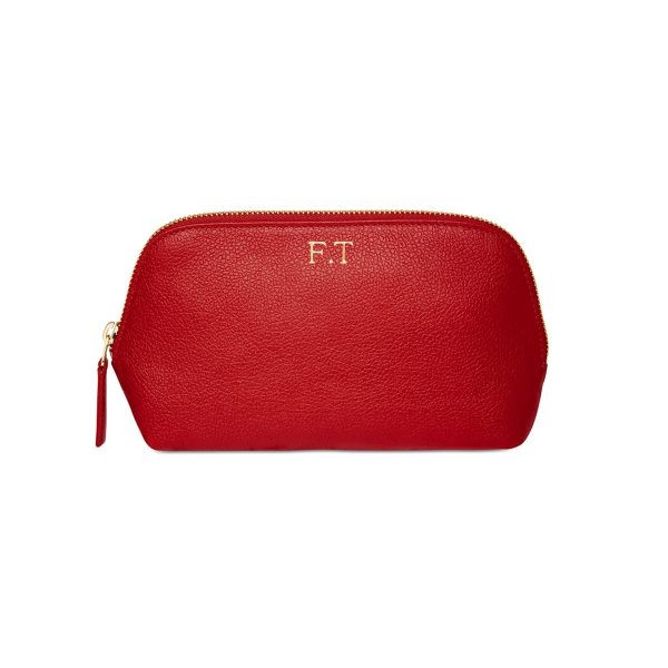 Grainy Cosmetic Case - Monogrammed Leather Cosmetic Case - Personalised Makeup Bag | Mon Purse AU