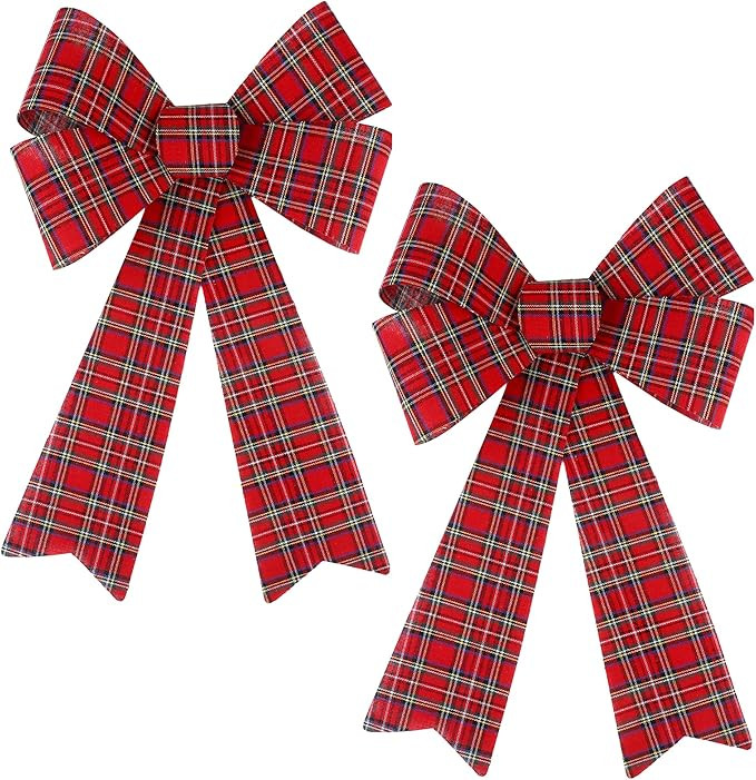 Aneco 2 Pack Red Christmas Bows and Wreaths - Plastic Bows for Christmas Tree, Garland and Outdoo... | Amazon (US)
