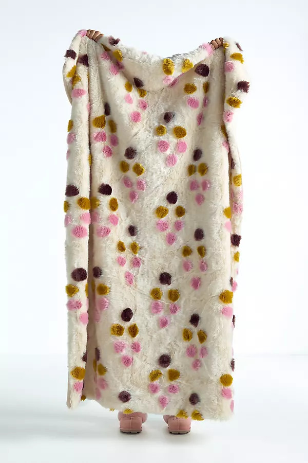 Dottie Jacquard Patterned Faux Fur Throw Blanket | Anthropologie (US)