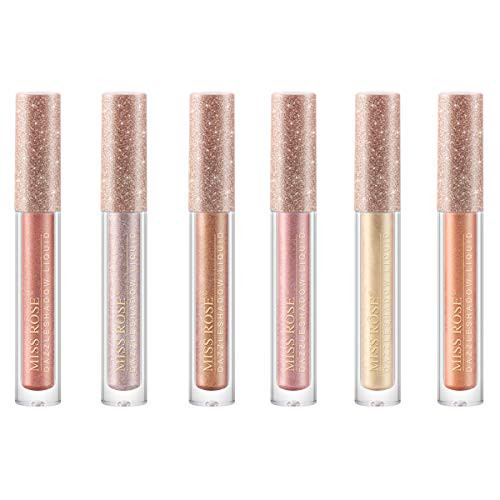 MAEPEOR Glitter Liquid Eyeliner Set 6 Colors Silver Gold Metallic Shimmer Eyeliner Waterproof & Smud | Amazon (US)