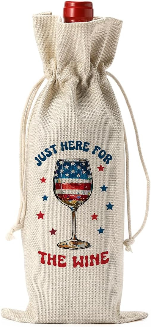 4th of July Wine Bag Gifts for Women Men 4th of July Memorial Day Red White and Blue Decorations ... | Amazon (US)