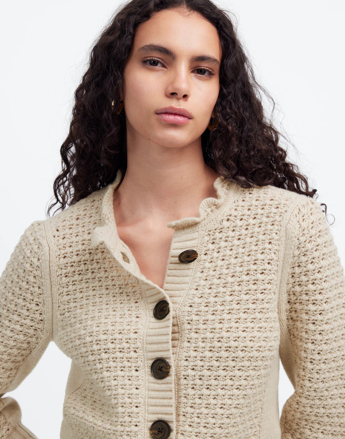 Scalloped Merino Wool-Blend Cardigan | Madewell | Madewell