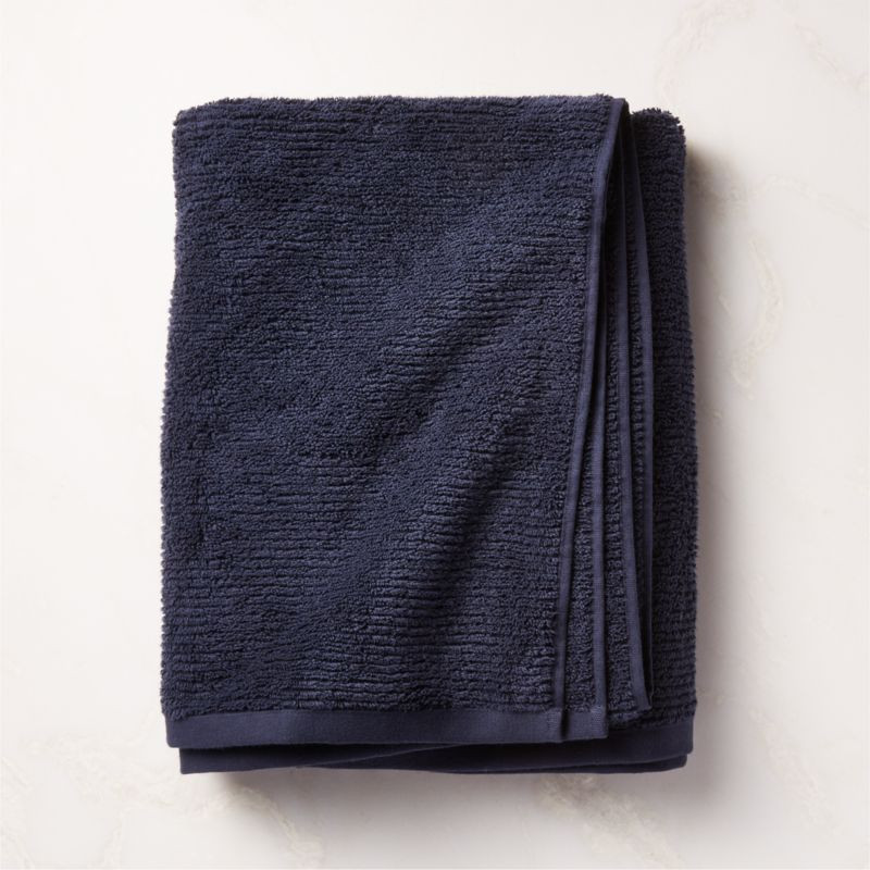 Brooks Ribbed Organic Cotton Midnight Blue Bath Sheet + Reviews | CB2 | CB2