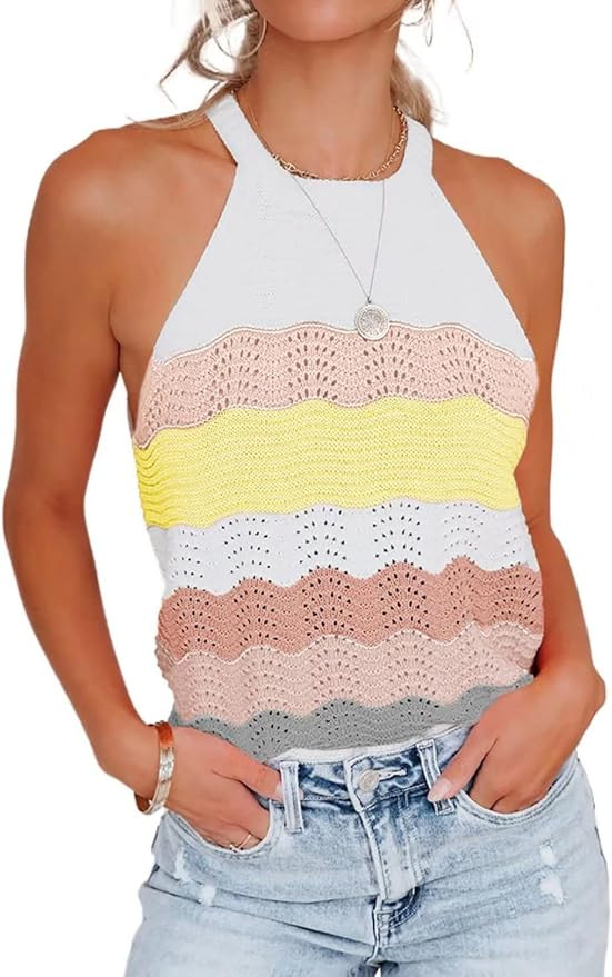 FARYSAYS Womens Knit Tank Tops Summer Basic Halter Sleeveless Blouses Shirts | Amazon (US)