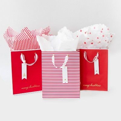 Red Gift Bag Bundle - 3 Cub Bags, 1 Tissue, 6 Gift Tags - Sugar Paper&#8482; + Target | Target