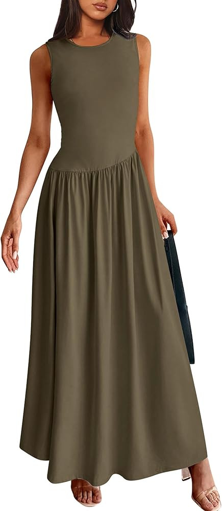 PRETTYGARDEN Women's Maxi Sundress Casual Summer 2025 Sleeveless Asymmetrical Drop Waist Patchwor... | Amazon (US)