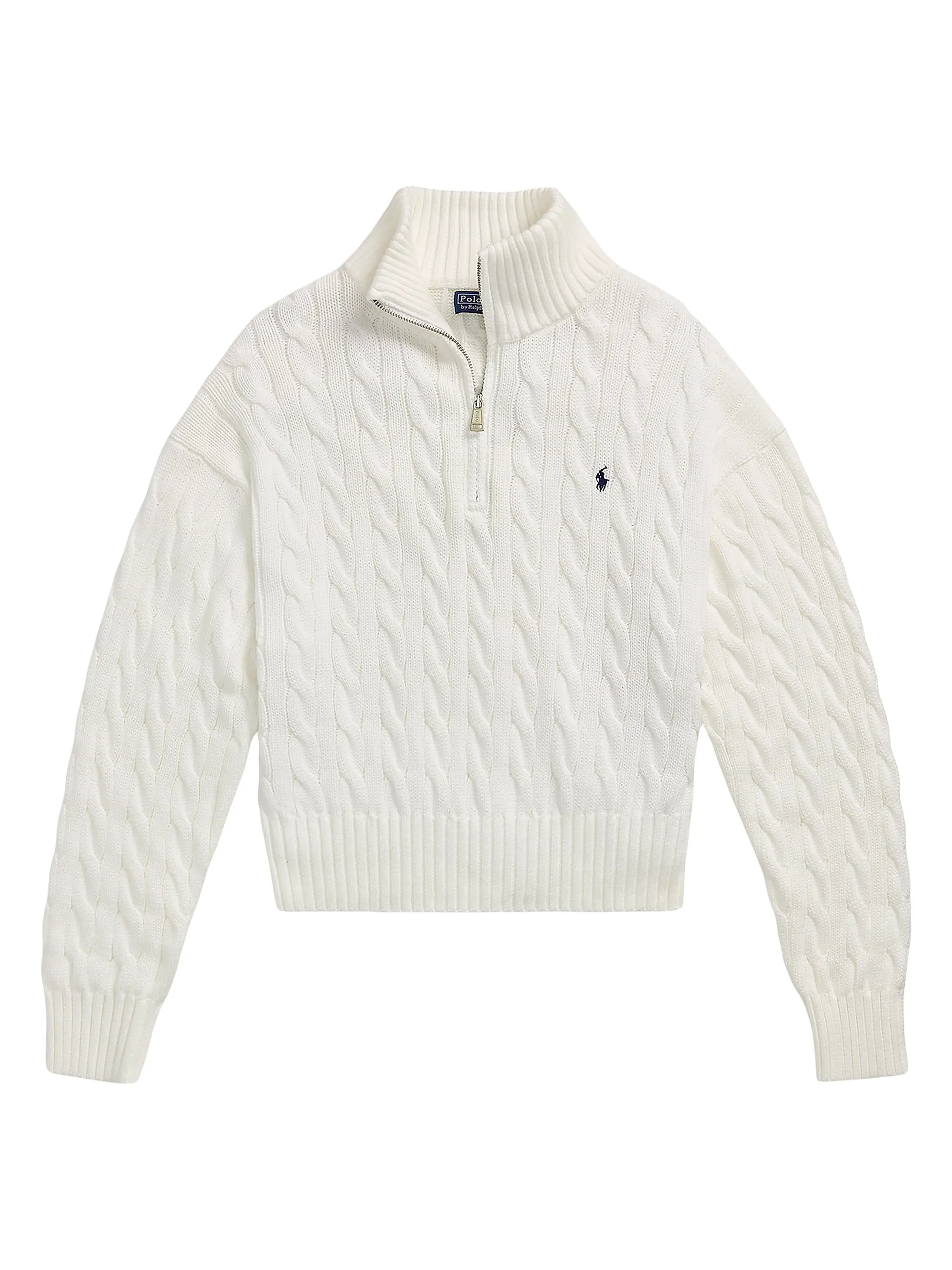 Polo Ralph Lauren Cotton Cable-Knit Quarter-Zip Sweater | Saks Fifth Avenue | Saks Fifth Avenue