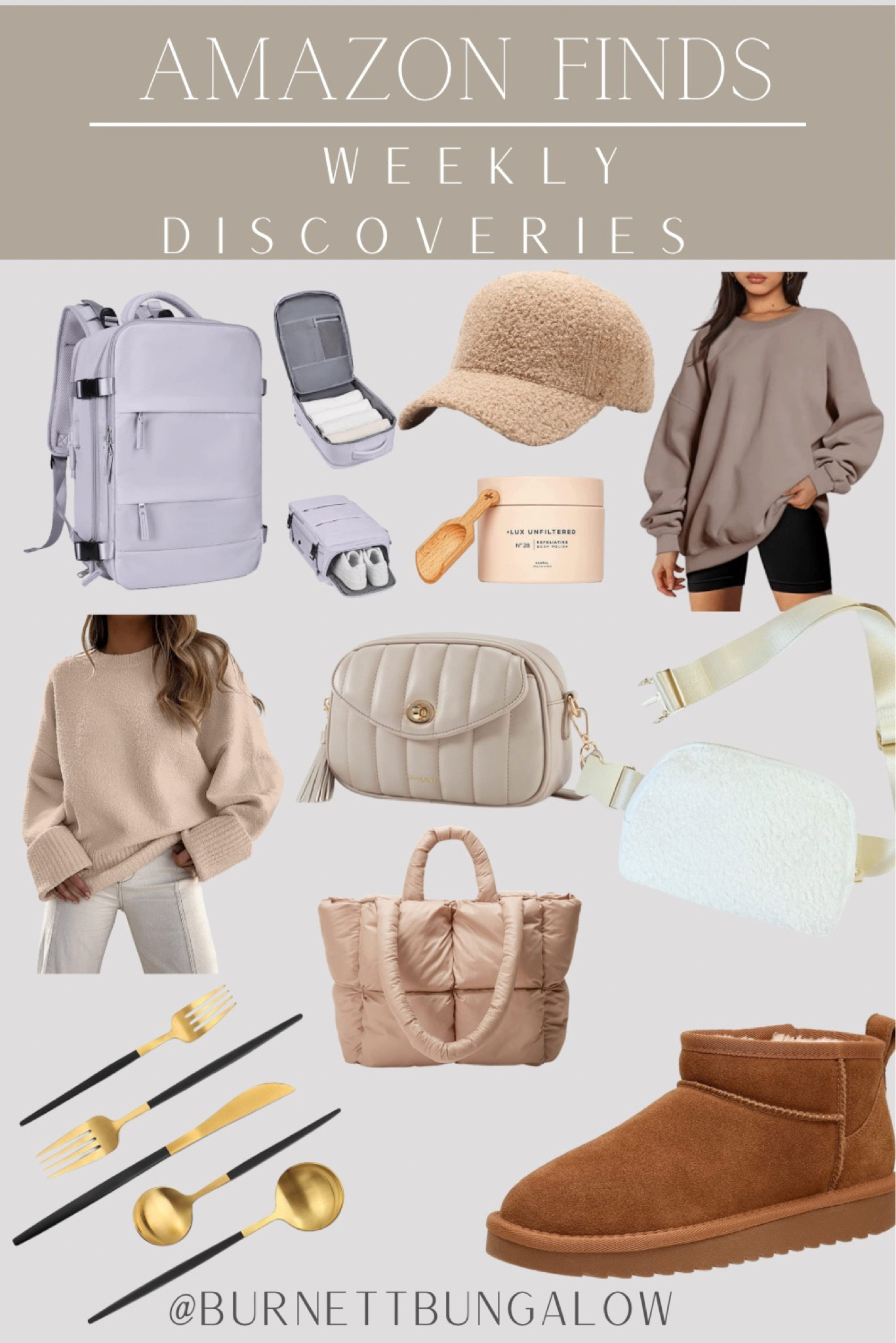 Last weeks most loved amazon finds. Amazon finds.

#amazonfinds #amazondeals #travelbackpack #fuzzysweatshirt #crossbodybag

Gold and black silverware, gold silverware, travel backpack, exfoliating scrub, Sherpa belt bag, puffer bag, the coziest sweatshirt, pretty coffee table book, ugg dupes, ugg ultra mini look a like, Sherpa baseball hat




#LTKunder50 #LTKFind #LTKstyletip