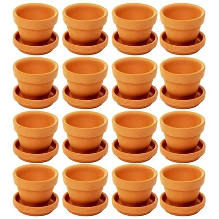 16-Pack Terra Cotta Pots with Saucer, Mini Small Terracotta Flower Clay Pots Planters With Saucer Ce | Walmart (US)