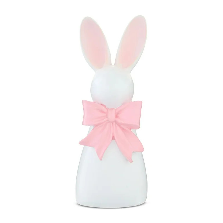Resin Bunny with Bow Tabletop Decoration, Pink and White, 6", Easter by Way To Celebrate | Walmart (US)