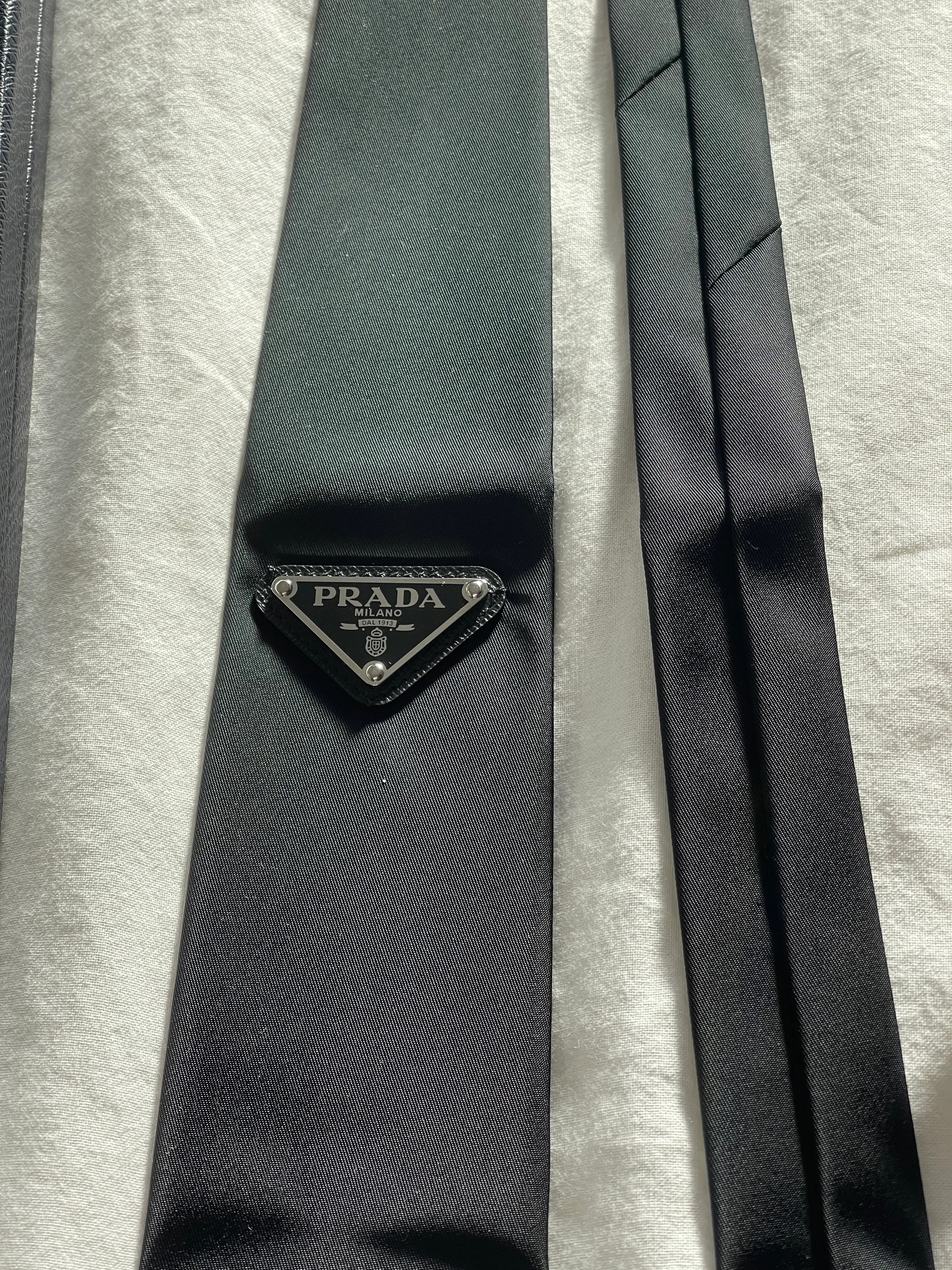 Prada Black Re-Nylon Logo Tie | Grailed | Grailed