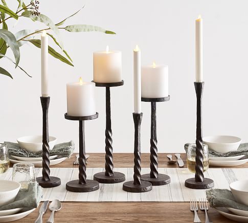 Easton Iron Pillar Candlesticks | Pottery Barn (US)