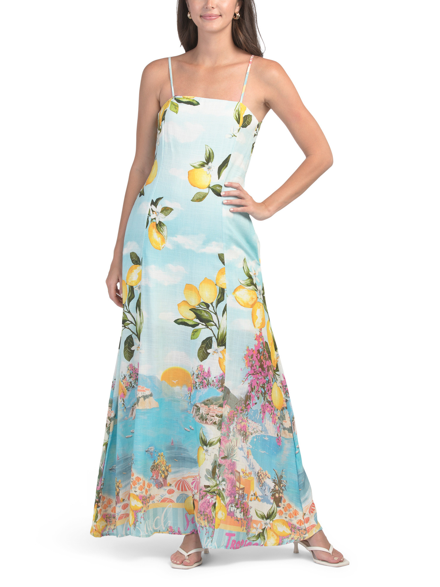 Lemon Landscape Tie Back Dress | TJ Maxx