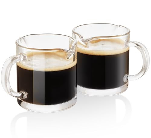 Ackers Clear Espresso Cups Set of 2,4 OZ Double Spouts Cups,Milk Cup with Handle, Espresso Accessories for Machine, Small | Amazon (US)
