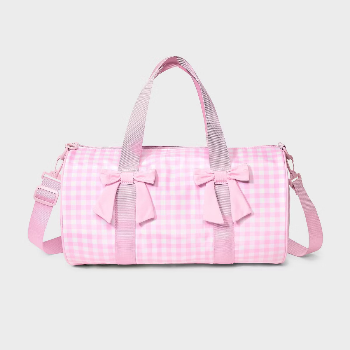 Girls' Gingham Printed and Bows Duffel Bag - Cat & Jack™ Pink | Target