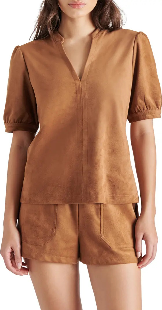 Steve Madden Jane Puff Shoulder Faux Suede Top | Nordstrom | Nordstrom