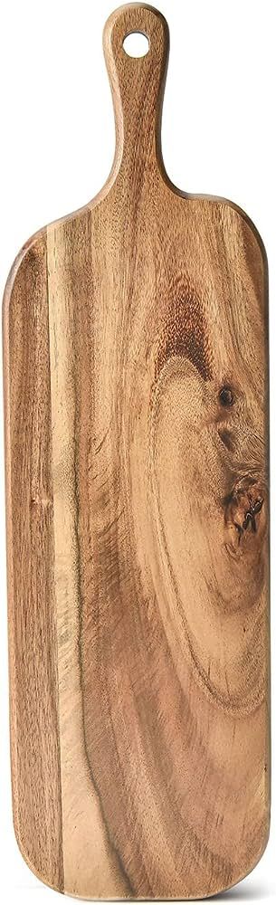 BILL.F Acacia Wood Cutting Board with Handle Small Size Long Wooden Charcuterie Board Paddle Chee... | Amazon (US)