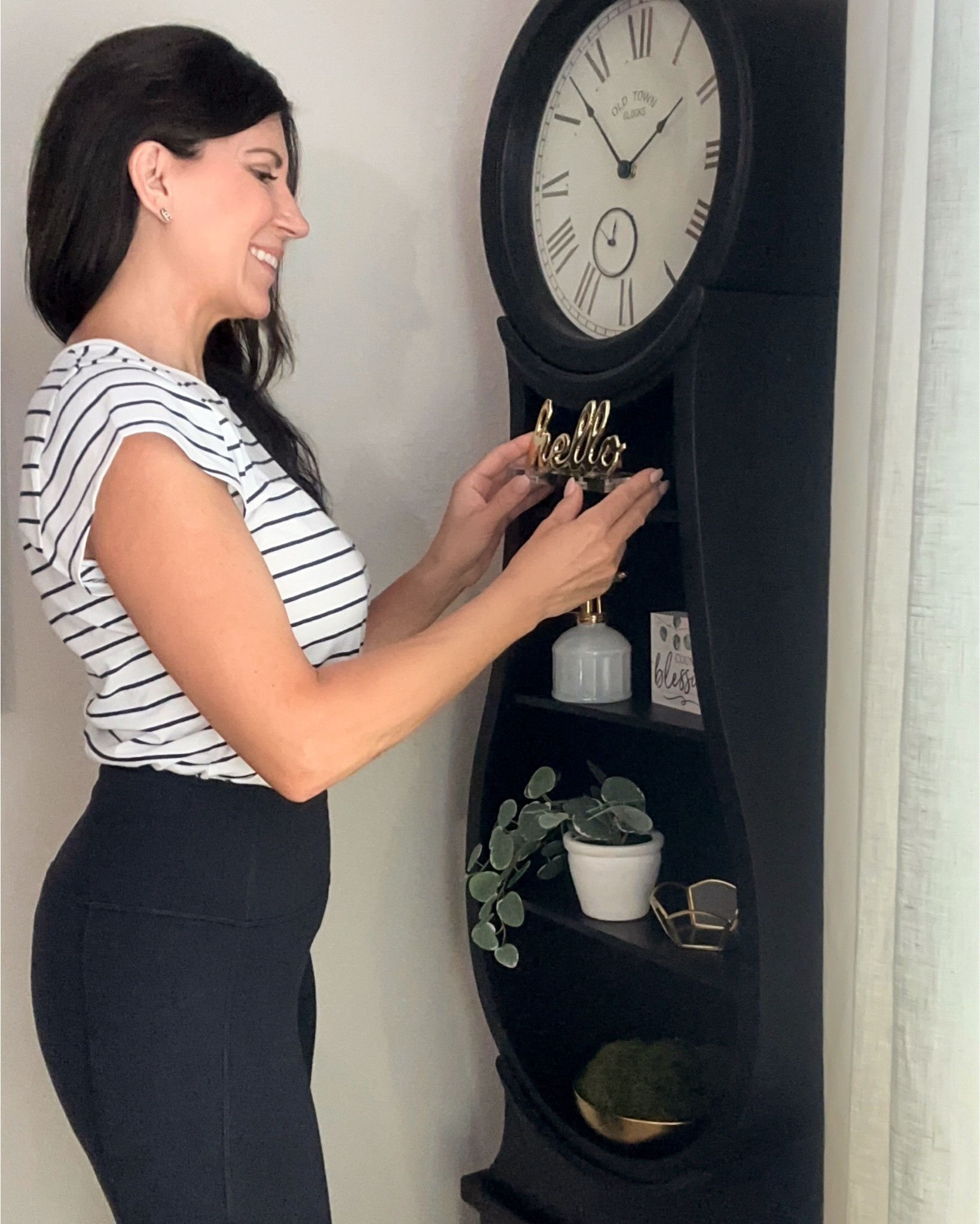 My favorite part about this clock are the shelves!  I love that I can easily decorate it to align with my decor and/or holiday seasons.  The base cabinet is such an added bonus that can be used for storing so many different things. Thinking you’d like it for a different room in your home?  Not to worry, the silent mechanisms makes it ideal to have it anywhere in the home, including where you sleep!

Grandfather clock - vintage clock - farmhouse clock - Farmhouse decor

#LTKStyleTip #LTKHome #LTKVideo