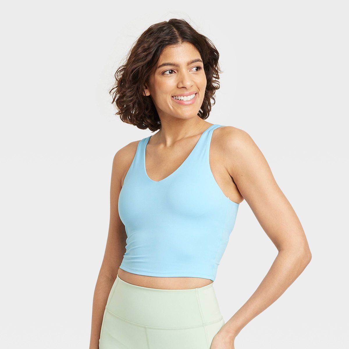 Women's Flex Light Support V-Neck Cropped Sports Bra - All In Motion™ Pink S | Target