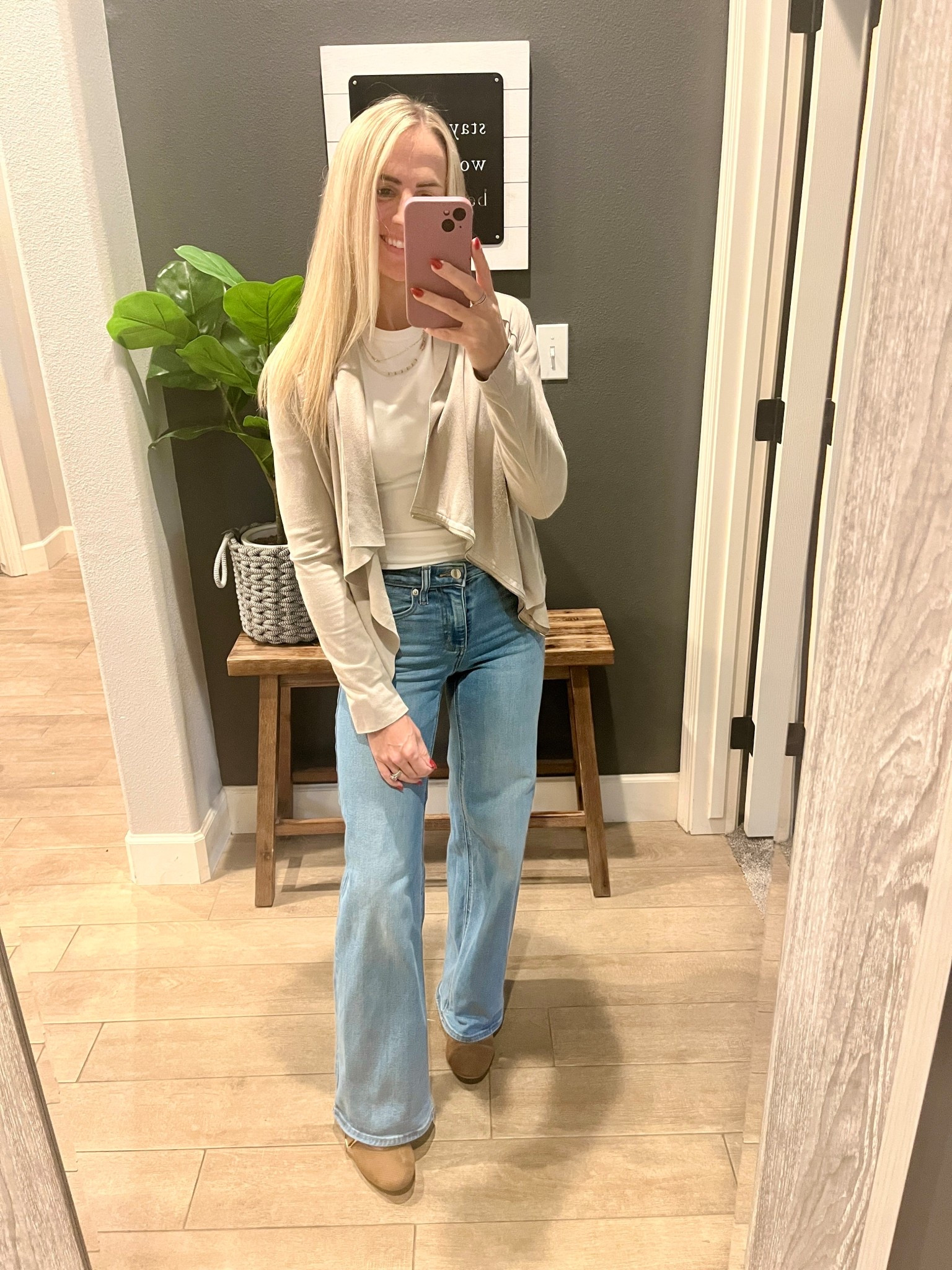 These target wide leg jeans are so flattering! I have two washes. Linked similar suede jackets 