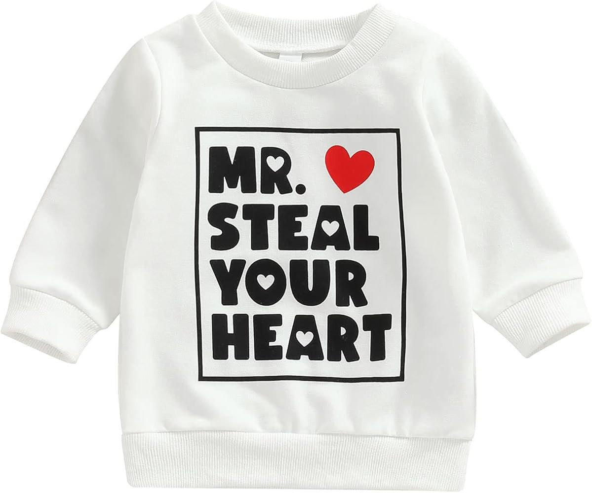 Baby and Toddler Matching Valentines Day Outfits MR. Steal Your Heart Shirts Crewneck Sweatshirt ... | Amazon (US)
