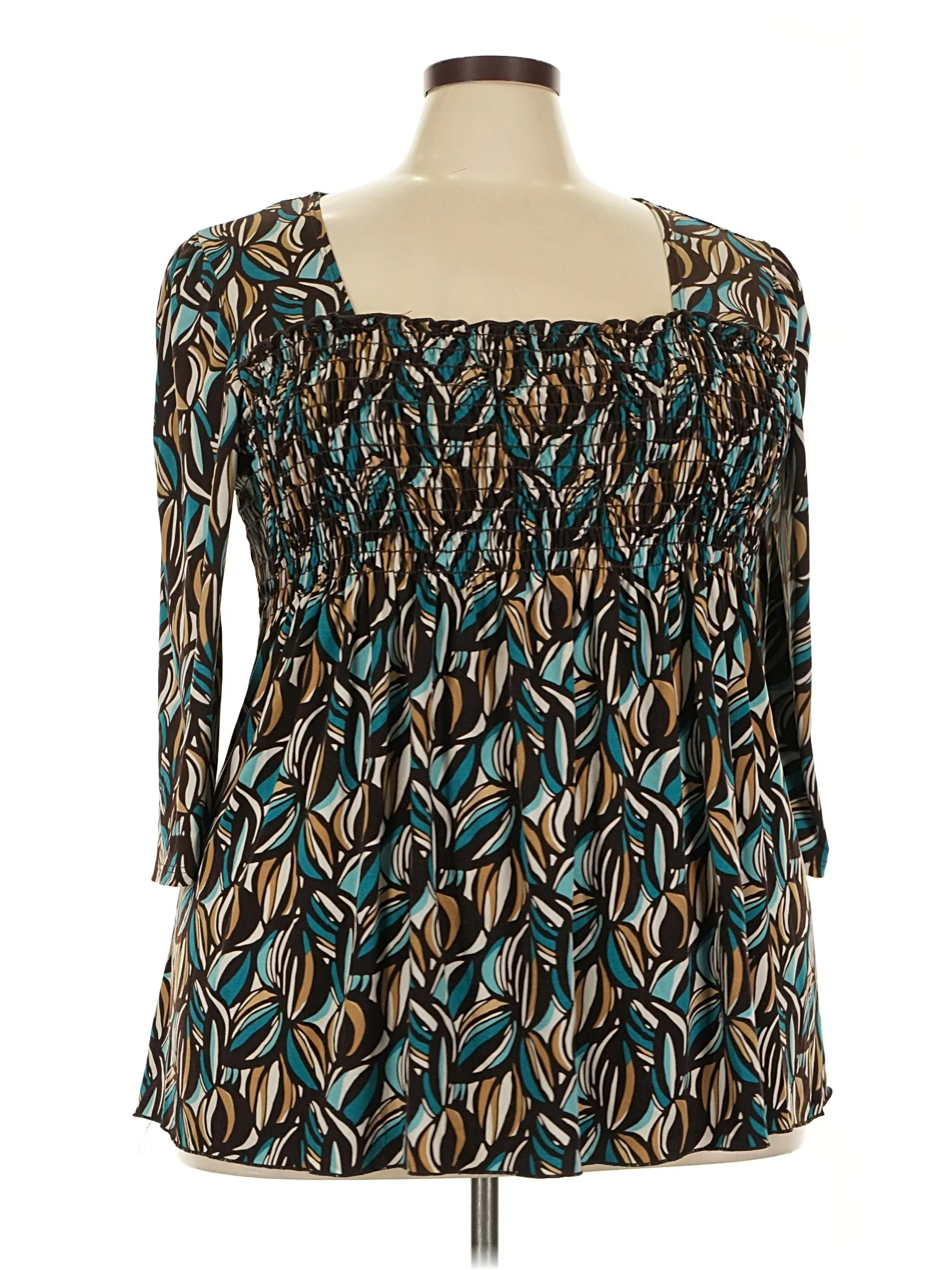 Avenue Teal 3/4 Sleeve Blouse Size 22 - 24 Plus - 64% off | ThredUp (US)