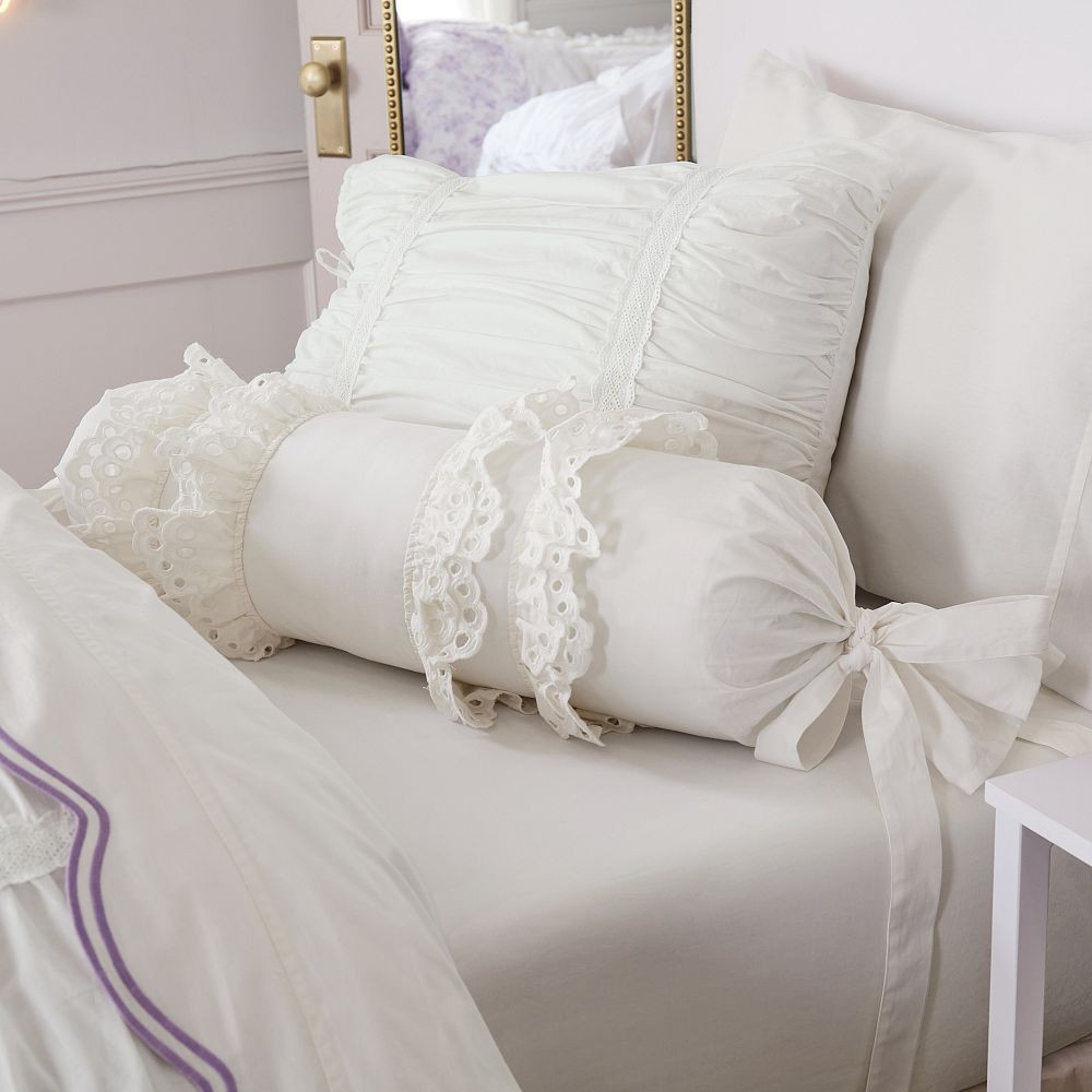 LoveShackFancy Scallop Eyelet Bolster Pillow | Pottery Barn Teen