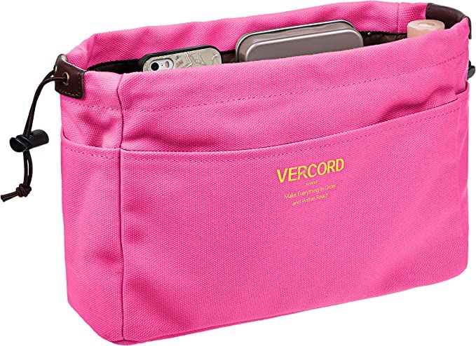 Vercord Canvas Handbag Organizers, Sturdy Purse Insert Organizer Bag in Bag, 10 Pockets Rose Larg... | Amazon (US)